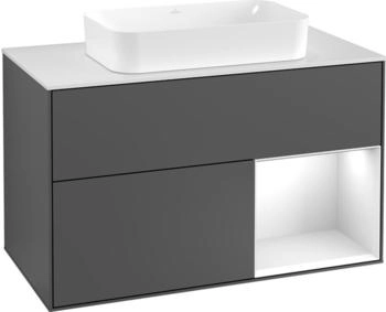 Villeroy & Boch Finion Waschtischunterschrank G661HBGK 100x60,3x50,1cm, Regal rechts Peony, Anthracite matt