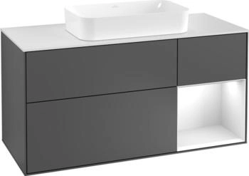 Villeroy & Boch Finion Waschtischunterschrank G712HBGK 120x60,3x50,1cm, Regal rechts Peony, Anthracite matt