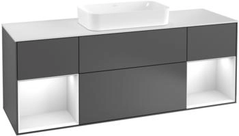 Villeroy & Boch Finion Waschtischunterschrank F331GFGF 160x60,3cm, Abdeckplatte white matt, Regale Glossy white lacquer, Glossy white lacquer
