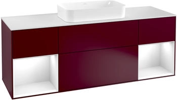 Villeroy & Boch Finion Waschtischunterschrank F331GFHB 160x60,3cm, Abdeckplatte white matt, Regale Glossy white lacquer, Peony Matt