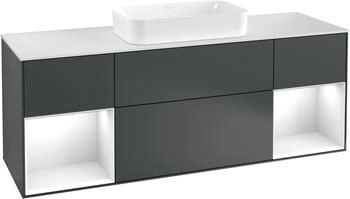 Villeroy & Boch Finion Waschtischunterschrank F331GFHG 160x60,3cm, Abdeckplatte white matt, Regale Glossy white lacquer, Midnight Blue Matt Lacquer