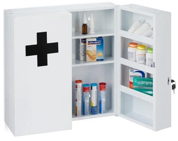Relaxdays Medizinschrank, Wei&szlig;, Metall, 53x53.5x19 cm (800000533594)