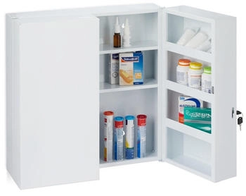 Relaxdays Medizinschrank, Wei&szlig;, Metall, 52.5x53x19.5 cm (800000533604)