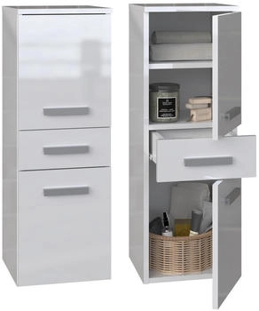 CdF Badezimmerschrank, Weiß Hochglanz, 30x85x30 cm (800000878238)
