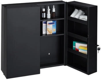 Relaxdays Medizinschrank, Anthrazit, Metall, 53x53.5x19 cm (800000533603)