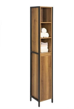 SoBuy Hochschrank, Schwarz, Braun, Metall, 30x168x28 cm (800000495488)
