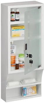 Relaxdays Medizinschrank, Mehrfarbig, Metall, Glas, 27x65x12 cm (800000533599)