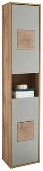 Mid.you Hochschrank, Hellgrau, Eiche Wotan, 2 F&auml;cher, 40x190x30 cm, stehend (1279017101)
