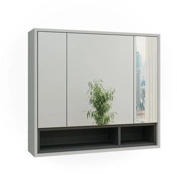 VICCO Badspiegelschrank, Grau, Anthrazit, 8 F&auml;cher, Rechteckig, 80x72x20 cm (800000673011)