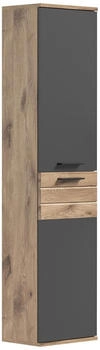 Mid.you Hochschrank, Grau, Eiche, Kunststoff, 2 F&auml;cher, 37x152x24 cm, FSC Mix, h&auml;ngend (1849000129)
