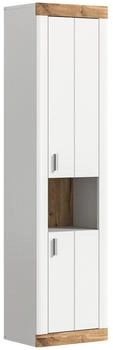 Mid.you Hochschrank Laredo, Wei&szlig;, Eiche, Metall, 2 F&auml;cher, 45x172x30 cm, FSC Mix, h&auml;ngend (1849006404)