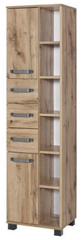 Mid.you Hochschrank Schildmeyer Milan, Eiche, Metall, 7 F&auml;cher, 3 Schubladen, 41.9x163.7x32 cm (865004801)