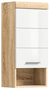 Mid.you H&auml;ngeschrank, Eiche, Wei&szlig; Hochglanz, Kunststoff, 1 F&auml;cher, 37x79x24 cm, FSC Mix, h&auml;ngend (1849010604)