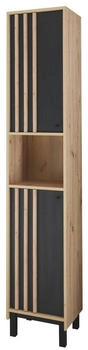 Mid.you Hochschrank, Eiche Artisan, Schwarz, Kunststoff, 2 F&auml;cher, einzeln stellbar, 38x195x32 cm, stehend (1279017201)