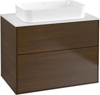 Villeroy & Boch Finion Waschtischunterschrank G63100GN 80x60,3x50,1mm, Wandbeleuchtung, Glass White Matt, Walnut veneer