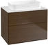 Villeroy & Boch Finion Waschtischunterschrank G63100GN 80x60,3x50,1mm, Wandbeleuchtung, Glass White Matt, Walnut veneer