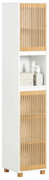 SoBuy Hochschrank, Weiß, Natur, Holz, 33x165x33 cm (800000495463)