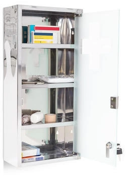 Relaxdays Medizinschrank, Silber, Metall, Glas, 27x57x12 cm (800000533592)