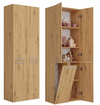 CdF Badezimmerschrank, Eiche Artisan, Glas, 60x174x30 cm (800000878184)