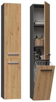 CdF Badezimmerschrank, Anthrazit, Eiche Artisan, 31x174x30 cm (800000878244)