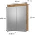 VICCO Badspiegelschrank, Eiche Wotan, 3 Fächer, Rechteckig, 60x77x17 cm (800000712069)