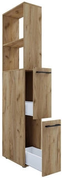 Mid.you Hochschrank, Honigeiche, Metall, 1 F&auml;cher, 2 Schubladen, 25x183x50 cm, stehend (657041506)