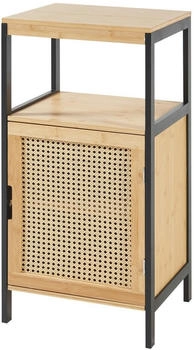 en.casa Badezimmerschrank, Natur, Schwarz, Naturmaterialien, Bambus, 1 F&auml;cher, 40x80x35 cm, (800000625952)
