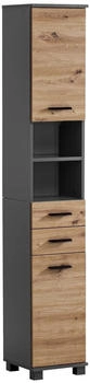 Stylife Hochschrank Palermo, Anthrazit, Eiche Artisan, Metall, 2 Fächer, einzeln stellbar, 30.3x181x32.6 cm, stehend (865015313)