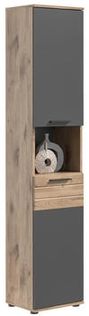 Mid.you Hochschrank, Grau, Eiche, 37x190x34 cm, FSC Mix, stehend (1849000101)