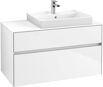 Villeroy & Boch Collaro - Waschtischunterschrank mit 2 Ausz&uuml;gen & 1 Ausschnitt rechts 1000x548x500mm wei&szlig; gl&auml;nzend (C01800DH)