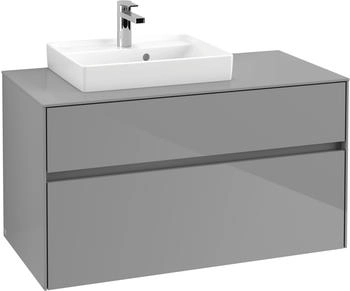 Villeroy & Boch Collaro - Waschtischunterschrank mit 2 Ausz&uuml;gen & 1 Ausschnitt links 1000x548x500mm grau gl&auml;nzend (C01400FP)
