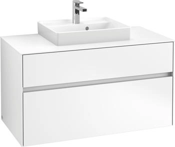 Villeroy & Boch Collaro - Waschtischunterschrank mit 2 Ausz&uuml;gen & 1 Ausschnitt mittig 1000x548x500mm wei&szlig; matt (C01600MS)