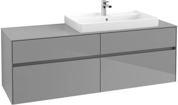 Villeroy & Boch Collaro - Waschtischunterschrank mit 4 Ausz&uuml;gen & 1 Ausschnitt rechts 1600x548x500mm grau gl&auml;nzend (C02700FP)