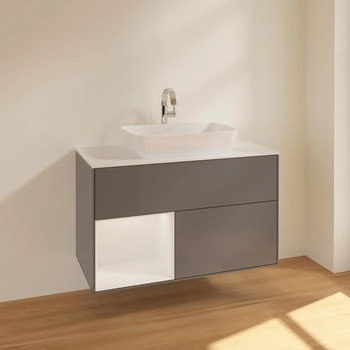 Villeroy & Boch Finion - LED-Waschtischunterschrank 1000x603x501mm anthrazit matt//wei&szlig; gl&auml;nzend (F771GFGK)