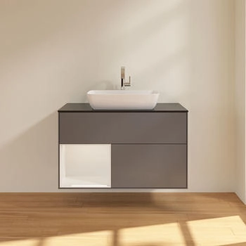 Villeroy & Boch Finion - LED-Waschtischunterschrank 1000x603x501mm anthrazit matt//wei&szlig; gl&auml;nzend (F772GFGK)