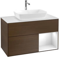 V&B Waschtischunterschrank Wandbeleuchtung Finion 100, Pl wh. m, Reg glo wh. Lac, wal