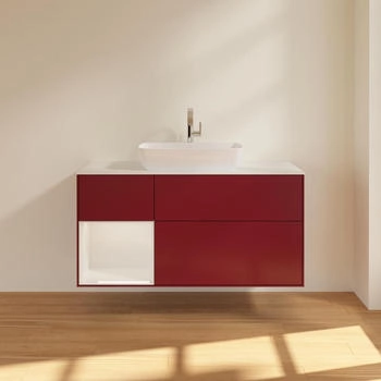 Villeroy & Boch Finion - LED-Waschtischunterschrank 1200x603x501mm pfingstrose matt/weiß glänzend (F821GFHB)