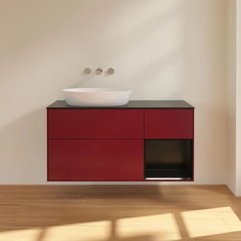 Villeroy & Boch Finion - LED-Waschtischunterschrank 1200x603x501mm pfingstrose matt/schwarz matt (FA52PDHB)