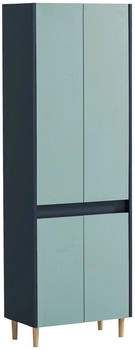 Mid.you Hochschrank Lovis H 570, Hellblau, Dunkelblau, Esche, massiv, 3 F&auml;cher, 56.9x170.0x33.0 cm, stehend (865017412)