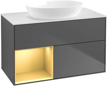 Villeroy & Boch Finion - LED-Waschtischunterschrank 1000x603x501mm anthrazit matt/gold matt (GA11HFGK)