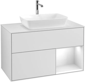 Villeroy & Boch Finion - LED-Waschtischunterschrank 1000x603x501mm wei&szlig; matt/wei&szlig; gl&auml;nzend (G781GFMT)