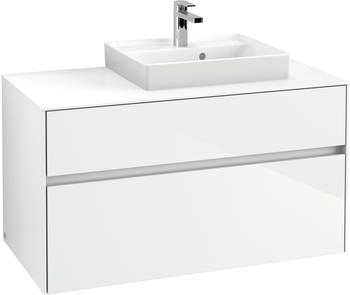 Villeroy & Boch Collaro - Waschtischunterschrank mit 2 Auszügen & 1 Ausschnitt rechts 1000x548x500mm weiß glänzend (C01500DH)