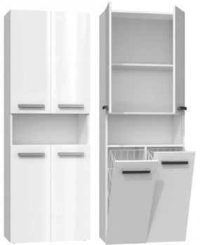 CdF Badezimmerschrank, Weiß Hochglanz, 60x174x30 cm (800000878254)
