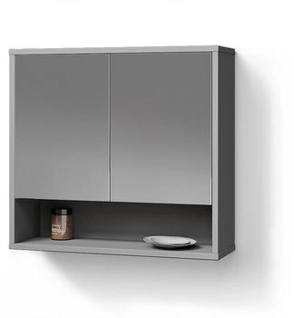 Livinity Badspiegelschrank, Grau, Grau, 4 Fächer, Rechteckig, 70x65x22.1 cm (800000883230)