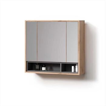 Livinity Badspiegelschrank, Eiche Artisan, Anthrazit, 8 Fächer, Rechteckig, 80x72x20 cm (800000883229)