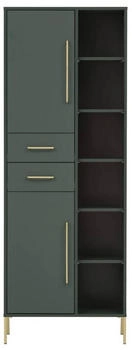 Stylife Hochschrank Kent, Waldgrün, Metall, 2 Fächer, 2 Schubladen, einzeln stellbar, 67.1x184.3x33.1 cm (865012906)