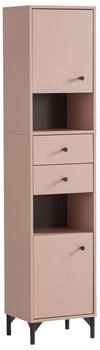 Stylife Hochschrank Smash, Schwarz, Altrosa, Metall, 2 Fächer, 2 Schubladen, 40.3x181.6x33.1 cm, , stehend (865015106)