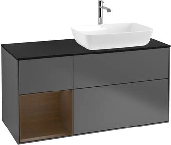 Villeroy & Boch Finion - LED-Waschtischunterschrank 1200x603x501mm anthrazit matt/walnuss furnier (G802GNGK)