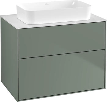 Villeroy & Boch Finion Waschtischunterschrank G63100GM 80x60,3x50,1mm, Wandbeleuchtung, Glass White Matt, Olive Matt Lacquer