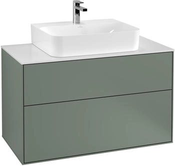 Villeroy & Boch Finion Waschtischunterschrank G10100GM 100x60,3x50,1cm, Abdeckplatte white matt, Olive Matt Lacquer